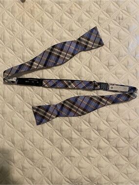 Ryan Seacrest Distinction Blue Plaid Self-Tie Bow Tie